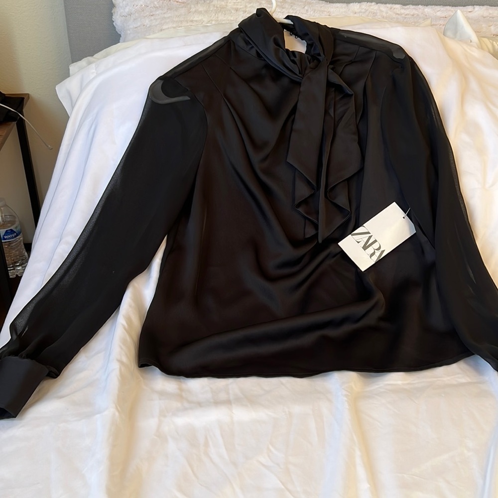 Zara long sleeve Black Blouse XS